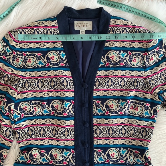 Vintage ADRIANNA PAPÉLL silk boho patterned blazer - Picture 9 of 12